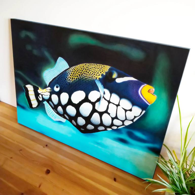 Original Photorealism Fish Painting by Aline Belliard