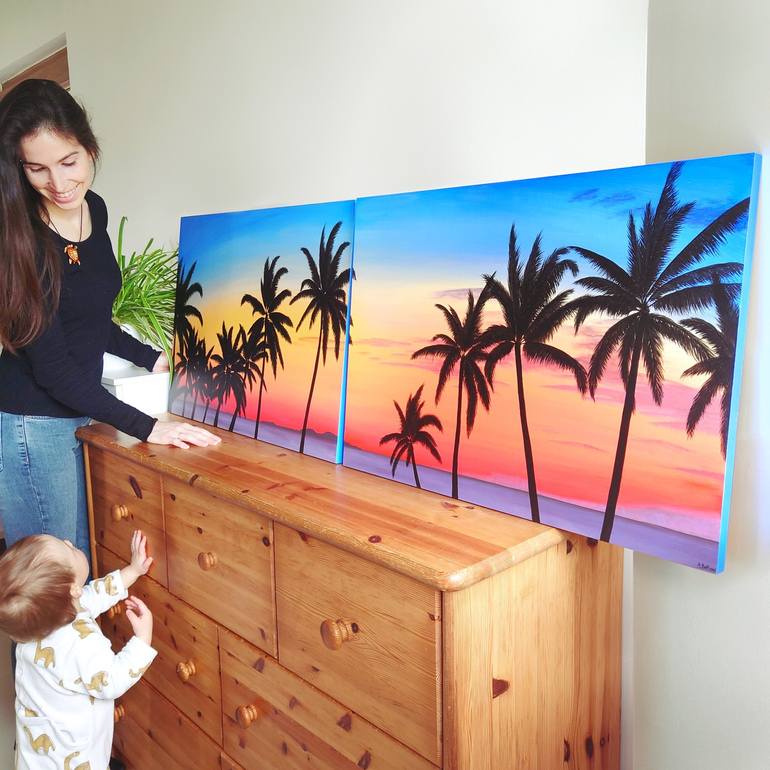 Original Photorealism Beach Painting by Aline Belliard