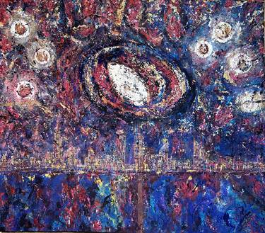 Original Abstract Outer Space Mixed Media by Shahi Dayekh