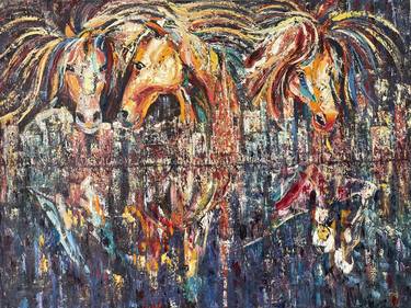 Original Abstract Expressionism Animal Paintings by Shahi Dayekh