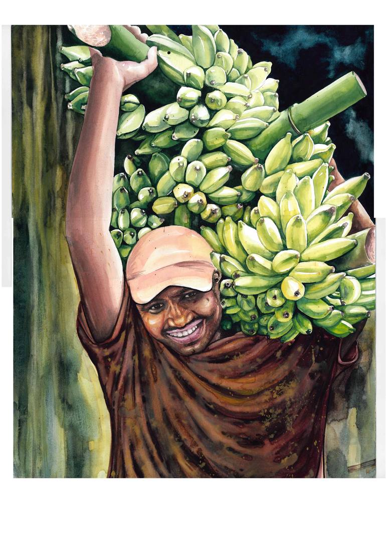 Original Realism People Painting by Loku Arumage Susantha Rangana Karunarathna