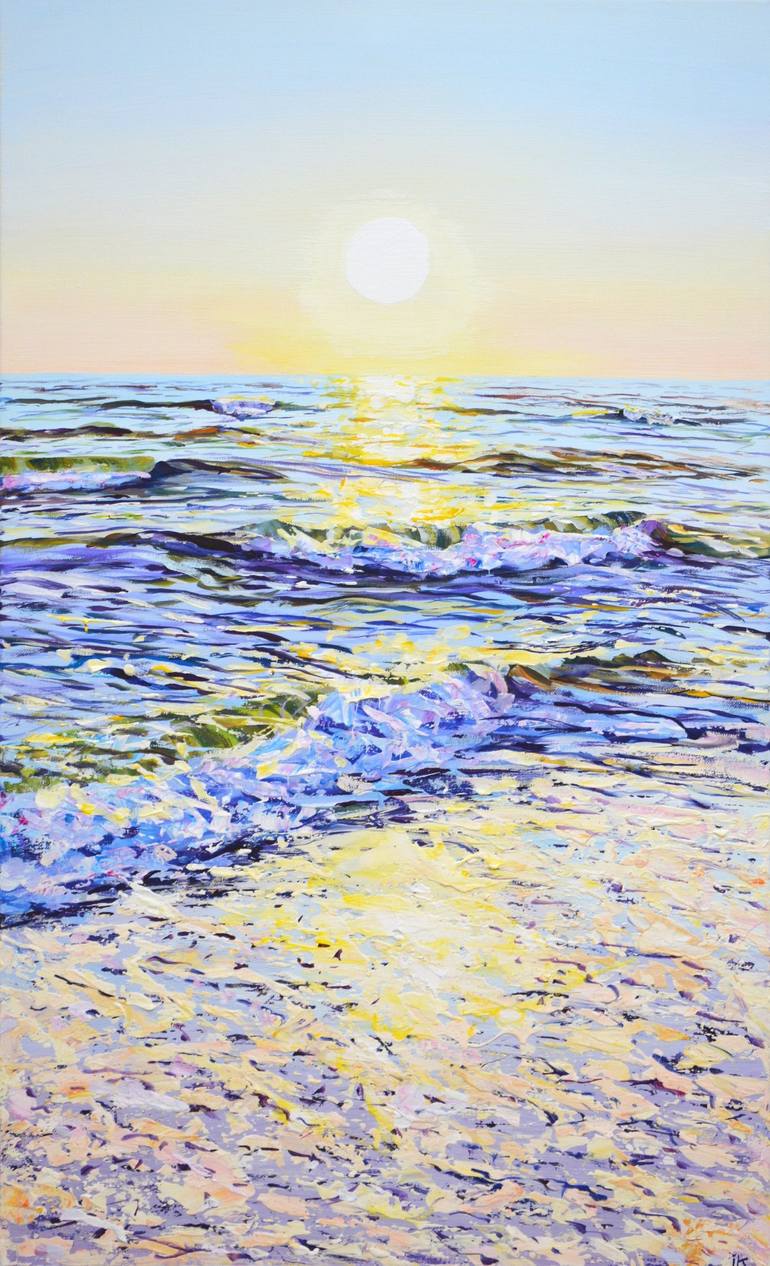 Original Seascape Painting by Iryna Kastsova | Contemporary Art on Canvas | Ocean. The sun.