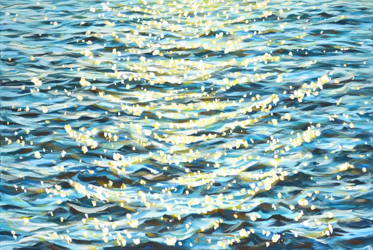Original Water Painting by Iryna Kastsova | Contemporary Art on Canvas | Light on the water 2.