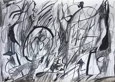 Original Expressionism Abstract Drawings by Moisés Moreno
