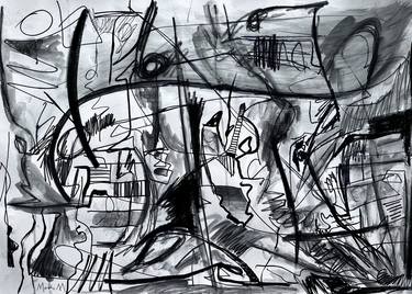 Original Abstract Expressionism Abstract Drawings by Moisés Moreno