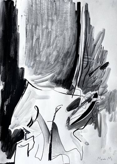 Original Abstract Expressionism Abstract Drawings by Moisés Moreno