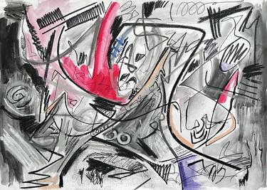 Original Abstract Expressionism Abstract Drawings by Moisés Moreno