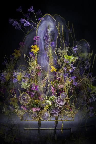 Original Abstract Floral Mixed Media by Alena Khokhlova