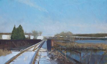 Saatchi Art Artist Frank Hobbs; Paintings, “Rail Bridge in Winter” #art