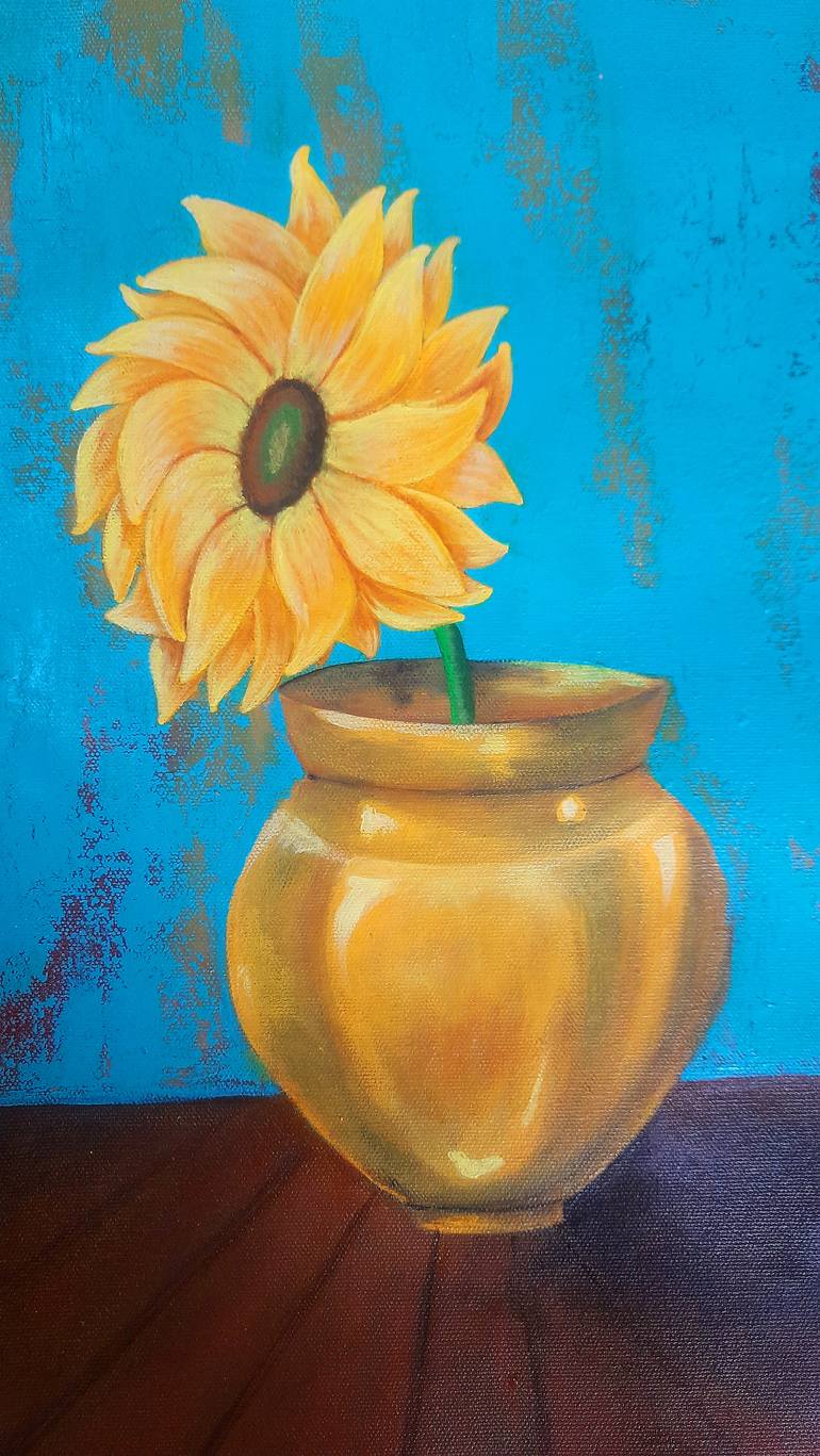 Original Art Nouveau Floral Painting by Seemantaparna Ghosh