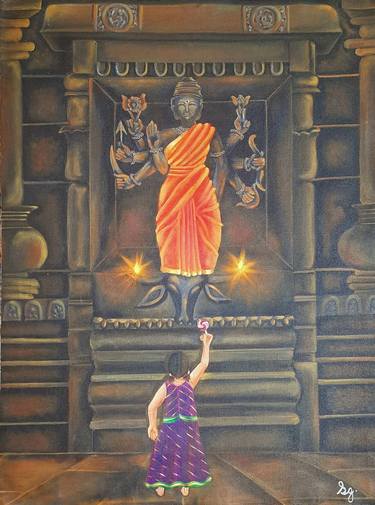Original Art Deco Religion Painting by Seemantaparna Ghosh