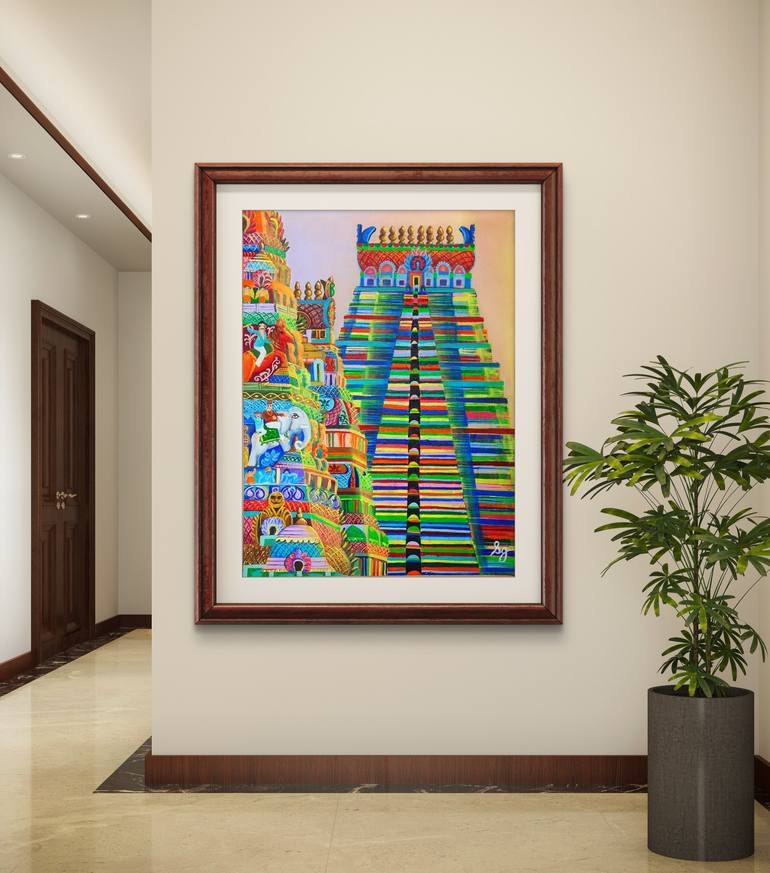 Original Art Deco Architecture Painting by Seemantaparna Ghosh