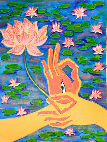 Buddha Hastaa - Blessing hands, Buddhist abstract painting thumb