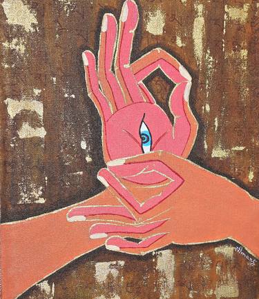 Buddha Hasta - 'Blessing hands', Buddhist abstract painting thumb