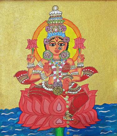 Goddess Lakshmi - 'Padmapriya' Painting Indian goddess of wealth thumb