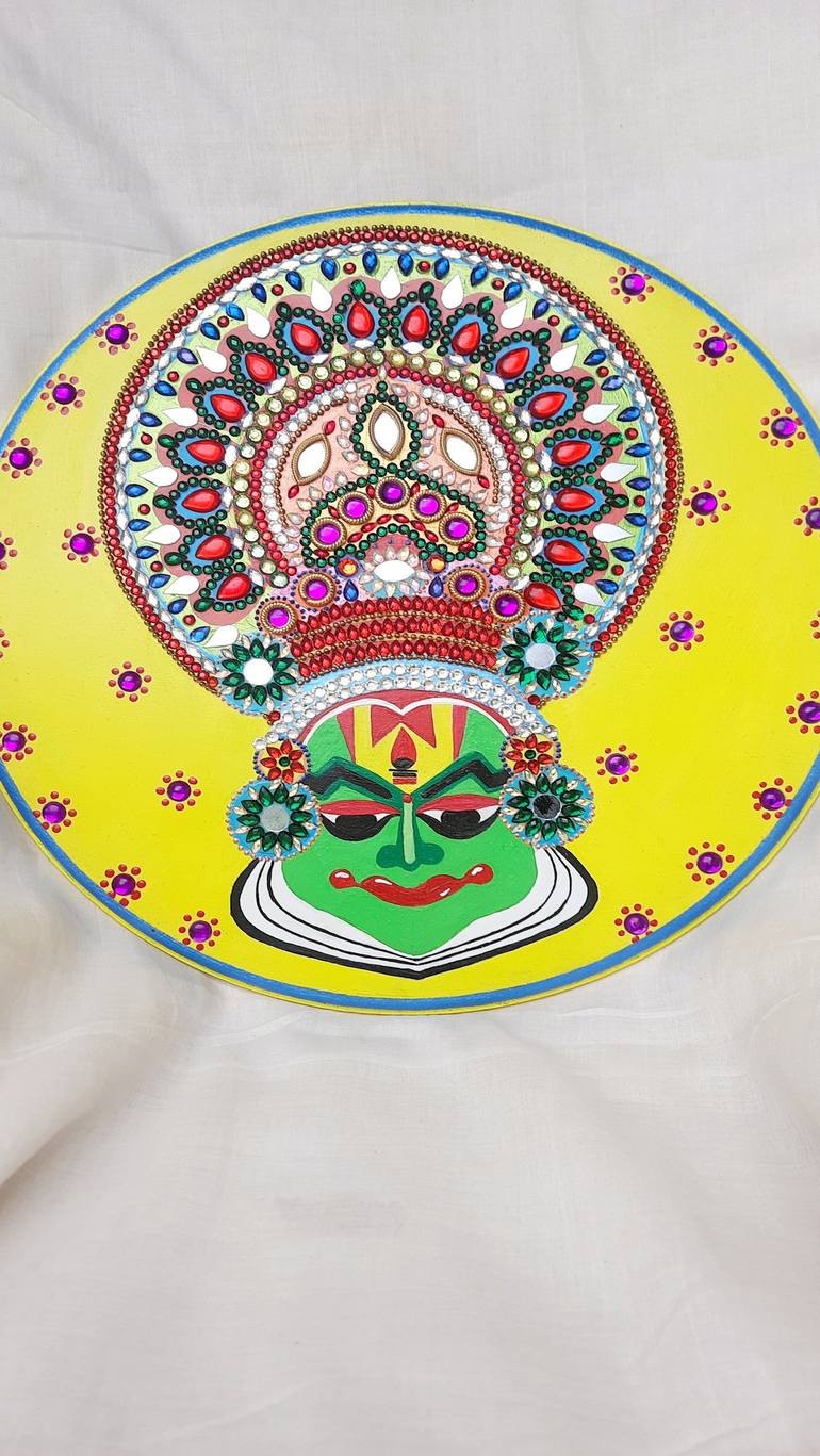 Kathakali face Wooden Wallplate, Home and Wall decor - Print