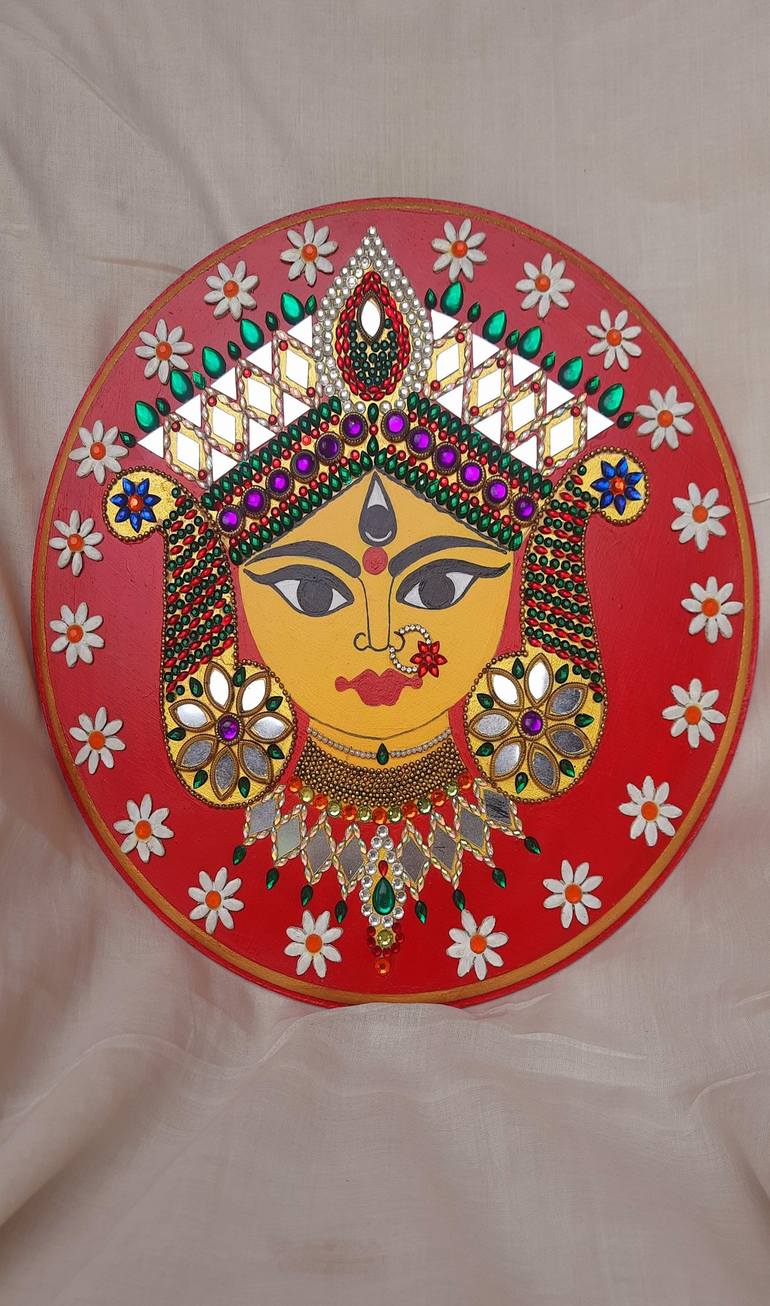 Durga the Savior Wooden Wallplate, Home and Wall decor - Print