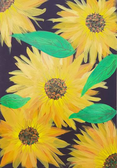 Sunflower field - Floral Painting thumb