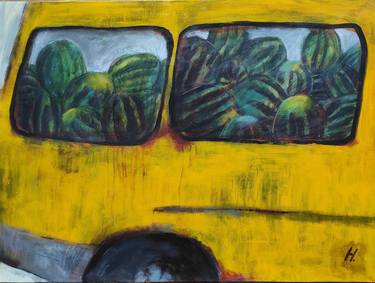 Watermelons in a yellow truck. The fifth in a series thumb