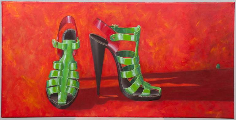 Paul Smith Sandals and Tree Painting by Elizabeth Rees Lewis | Saatchi Art