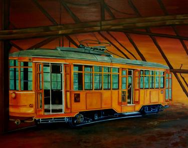 Original Photorealism Train Paintings by Hajnalka Peterfy