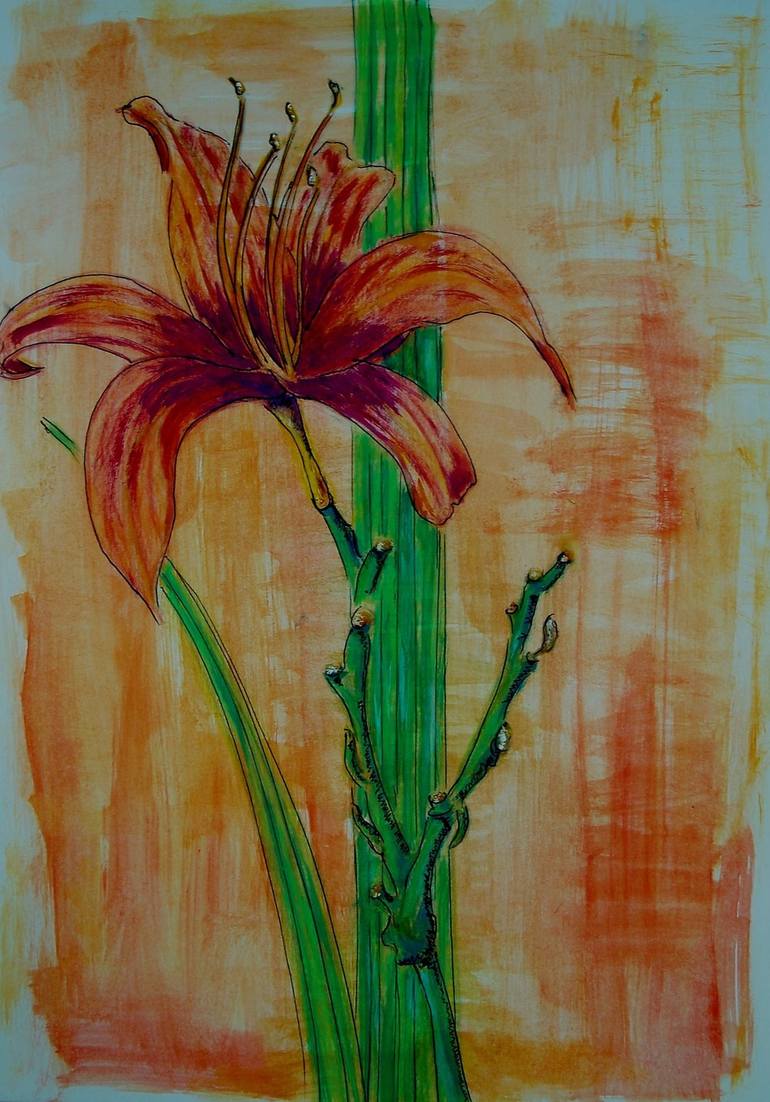 red flower Drawing by Hajnalka Peterfy Saatchi Art