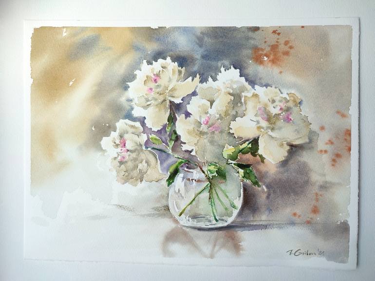 Original Contemporary Floral Painting by Elzbieta Gribova