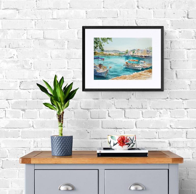 Original Contemporary Boat Painting by Elzbieta Gribova