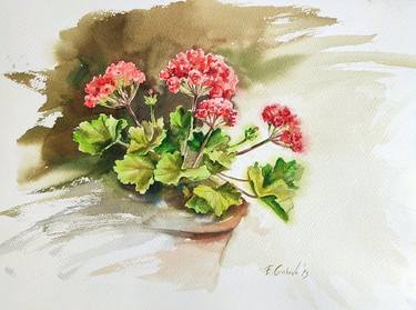 Original Fine Art Floral Paintings by Elzbieta Gribova