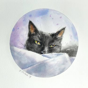 Original Fine Art Cats Paintings by Elzbieta Gribova