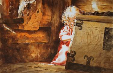 Original Art Deco Children Painting by Elzbieta Gribova