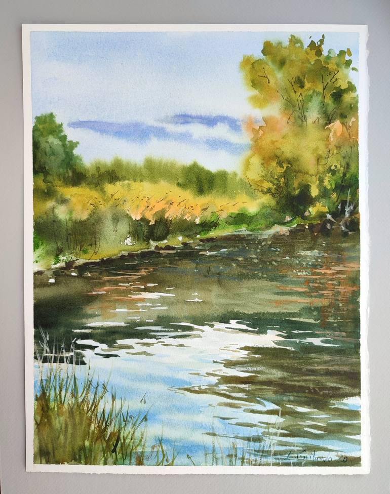 Original Water Painting by Elzbieta Gribova