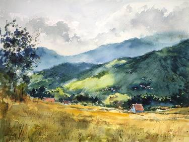 Original Fine Art Landscape Paintings by Elzbieta Gribova