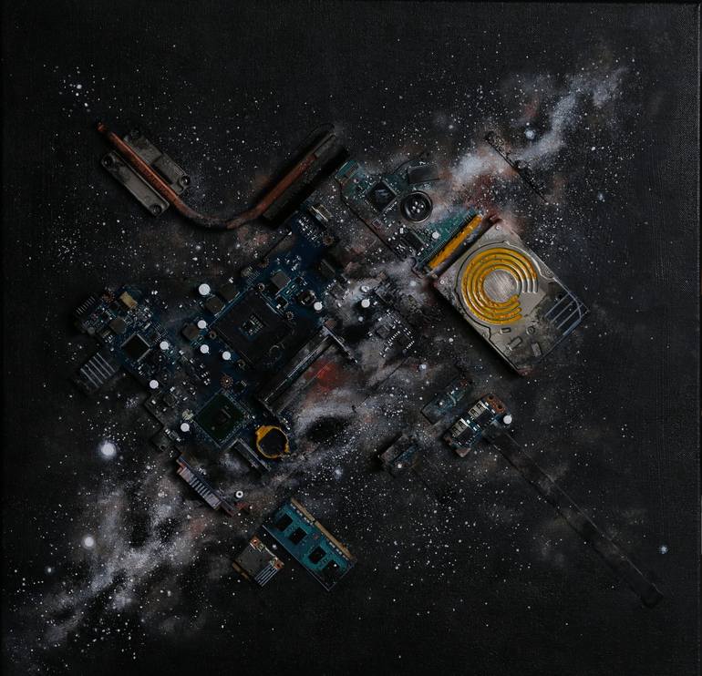 Original Outer Space Painting by Moe Dadali