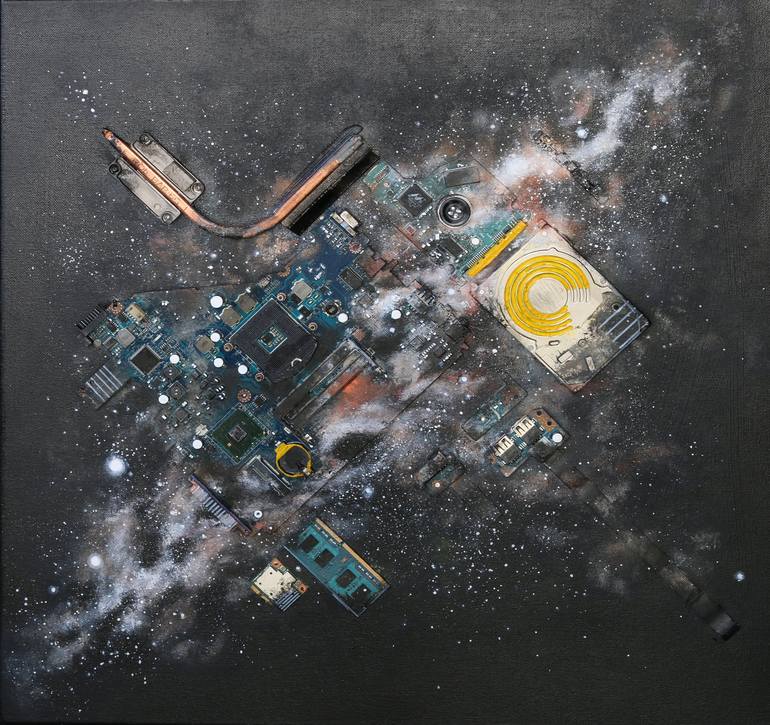 Original Abstract Outer Space Painting by Moe Dadali