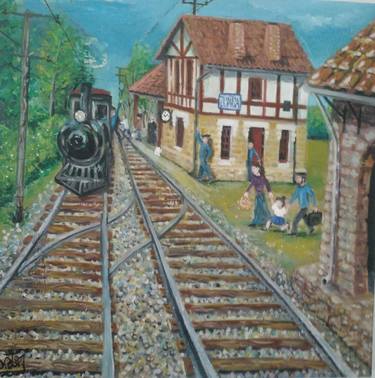 Print of Impressionism Train Paintings by Natxo Valencia Egüés