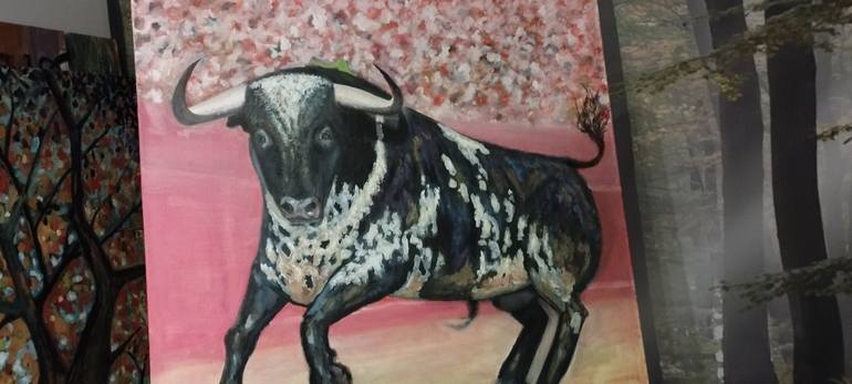 Original Contemporary Cows Painting by Natxo Valencia Egüés