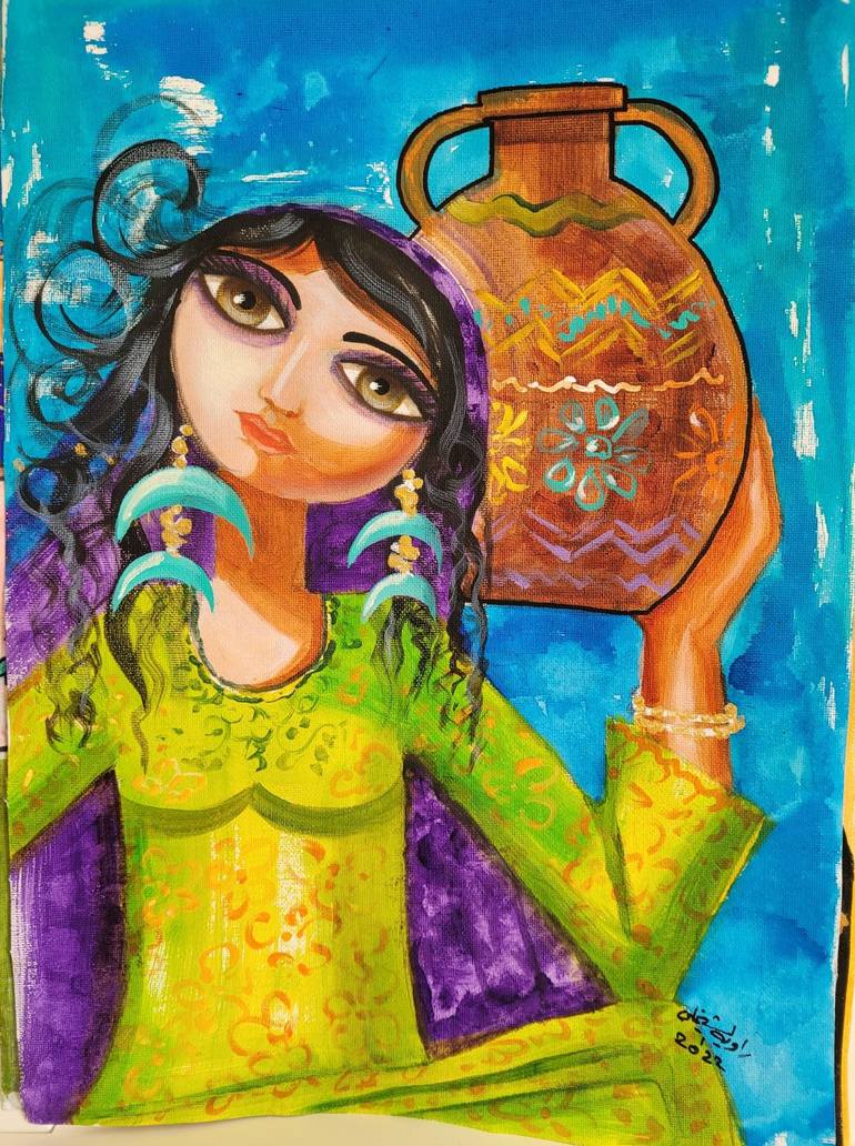 Original Abstract Expressionism Women Painting by Rawiya Alshekhly