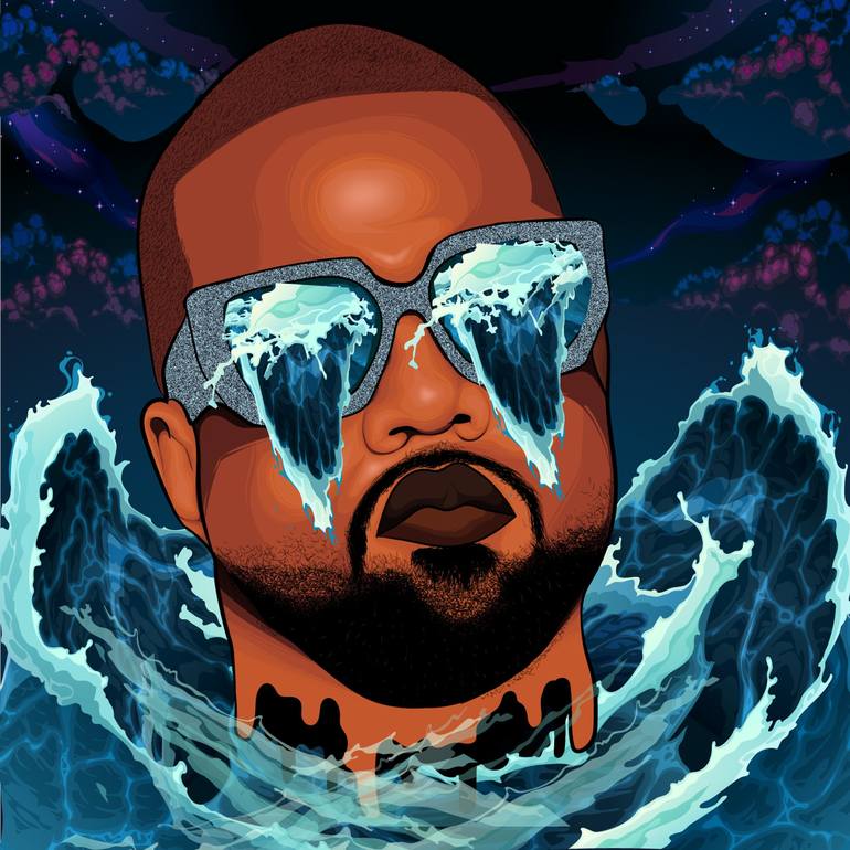 KANYE WEST ART BY SIMON RIEBER - Print