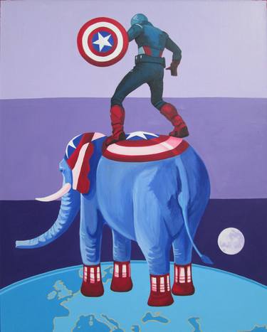 Captain America, Kapitan Slon, Earth and Moon thumb