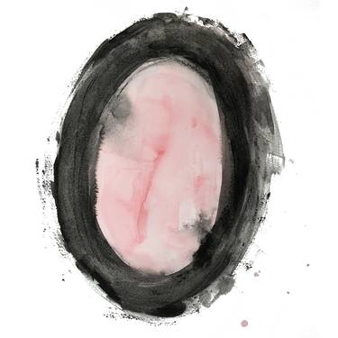 Pink and Black Enso original watercolour thumb