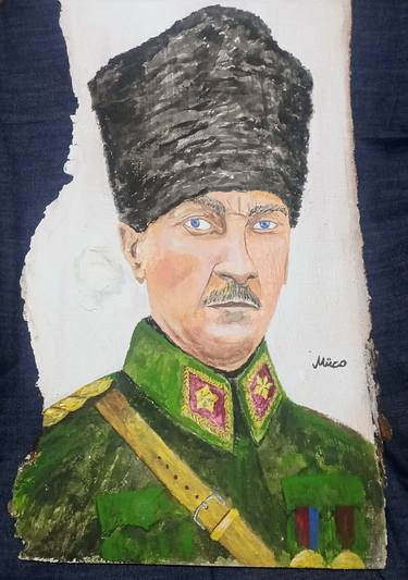 Ataturk portrait on wood panel thumb