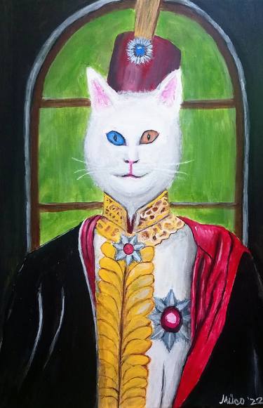 Original Fine Art Cats Painting by Mücahit Demir