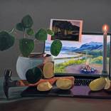 Campfire in Fall with Passing Train by Bella Wattles