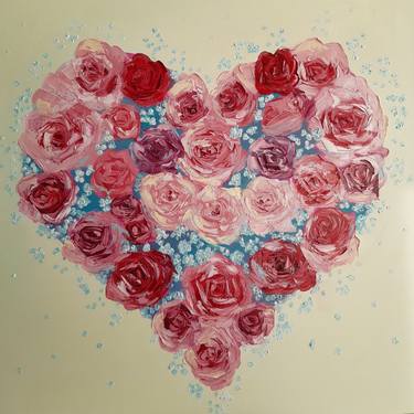 Heart of roses. Original oil painting thumb