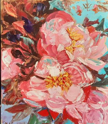 Peonies. Original oil painting. Fine art. thumb