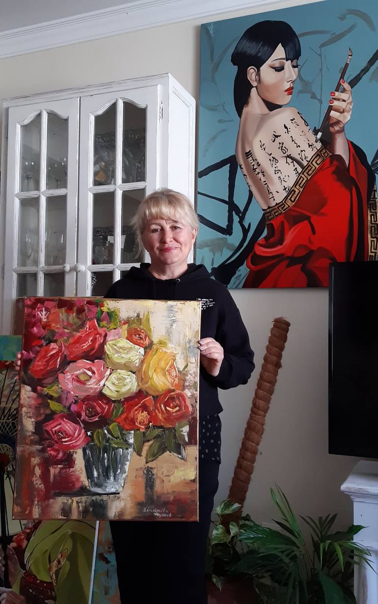 Original Abstract Floral Painting by Ksenia Voynich