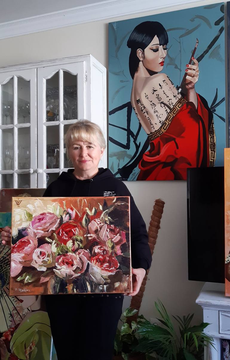 Original Abstract Floral Painting by Ksenia Voynich