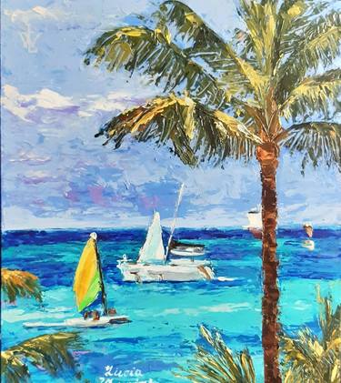 Tropical seascape. Original oil painting thumb