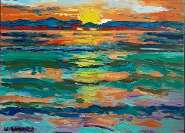 Tropical sea sunset, Original artwork thumb